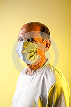 Senior citizen man with mask COVID time photo