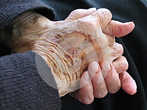 Senior citizens' hands