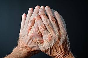 Senior citizens hands ache, a reminder of lifes wear and tear