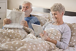 Senior couple in the bed