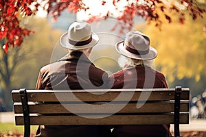 Senior Couple on the Bench in a Park, Generative AI