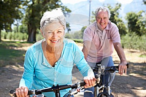Senior couple on bike ride