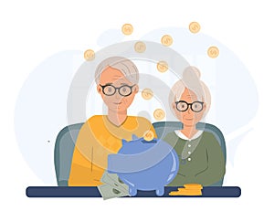 Senior couple calculating savings, retirement and savings, social pension issues, pensions, pension funds and pension investment