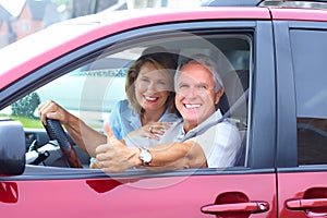 Senior couple in the car