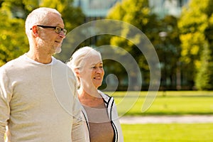 Senior couple in city park