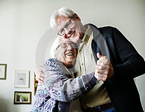 Senior couple dancing together romantic