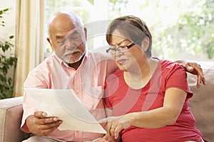 Senior Couple Discussing Document At Home