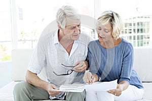 Senior couple doing home finance