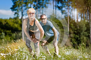 Senior couple doing sport outdoors