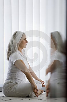 Senior couple doing yoga