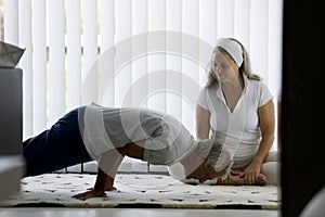 Senior couple doing yoga