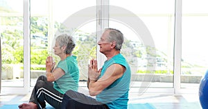 Senior couple doing yoga