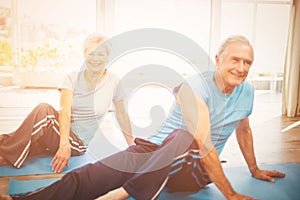 Senior couple doing yoga