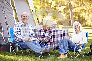 Senior Couple Enjoying Camping Holiday
