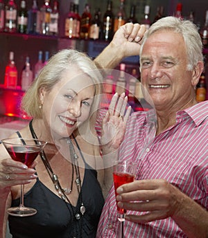 Senior Couple Enjoying Drink In Bar