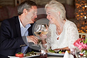 Senior Couple Enjoying Meal In Restaurant