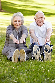 Senior couple exercising