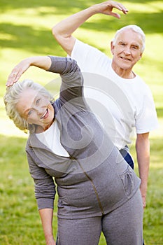 Senior couple exercising