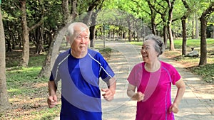 Senior couple exercising outdoors at park