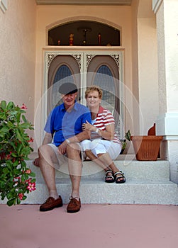 Senior couple on front porch