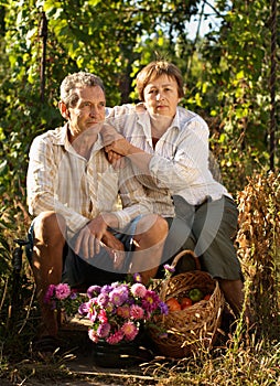 Senior couple in garden