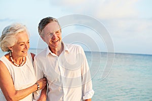 Senior Couple Getting Married In Beach Ceremony