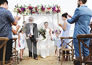 Senior couple getting married at the beach