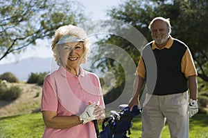 Senior couple in golf course