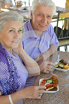 Senior couple having lunch