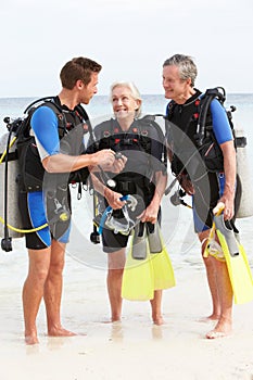 Senior Couple Having Scuba Diving Lesson With Instructor