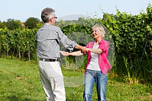 Senior couple having walk