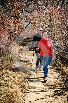 Senior couple hiking