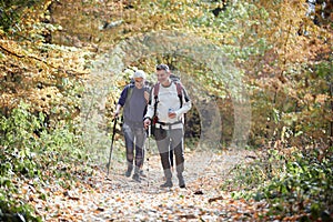 Senior couple hiking; Active retirment concept