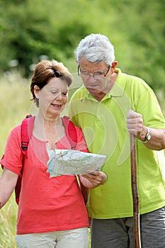 Senior couple on a hiking day
