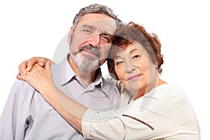 Senior couple hug