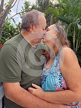 Senior couple kissing