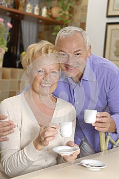 Senior couple kitchen.
