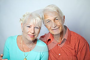 Senior couple looking happy
