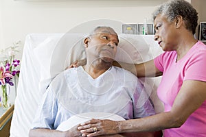 Senior Couple Looking Serious In Hospital photo