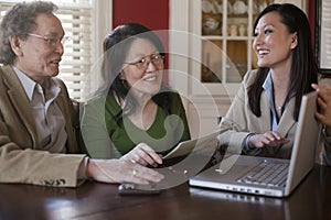 Senior couple meeting with agent