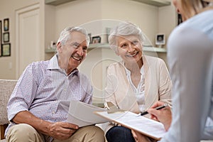 Senior couple meeting financial advisor