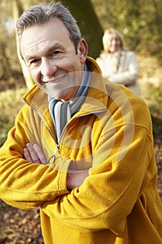 Senior couple outdoors in winter