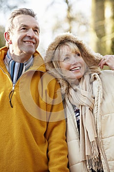 Senior couple outdoors in winter