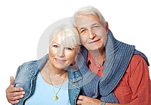 Senior couple portrait looking happy