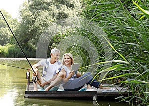 Senior couple relaxing outdoor