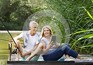 Senior couple relaxing outdoor