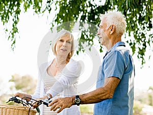 Senior couple relaxing in park