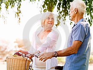 Senior couple relaxing in park