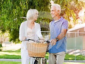 Senior couple relaxing in park