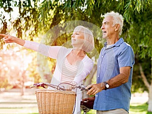 Senior couple relaxing in park